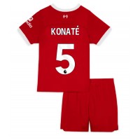Echipament fotbal Liverpool Ibrahima Konate #5 Tricou Acasa 2023-24 pentru copii maneca scurta (+ Pantaloni scurti)